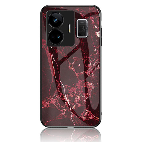 Coque Contour Silicone et Vitre Motif Fantaisie Miroir Etui Housse pour Realme GT Neo5 240W 5G Rouge