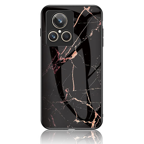 Coque Contour Silicone et Vitre Motif Fantaisie Miroir Etui Housse pour Realme GT2 Master Explorer Or et Noir