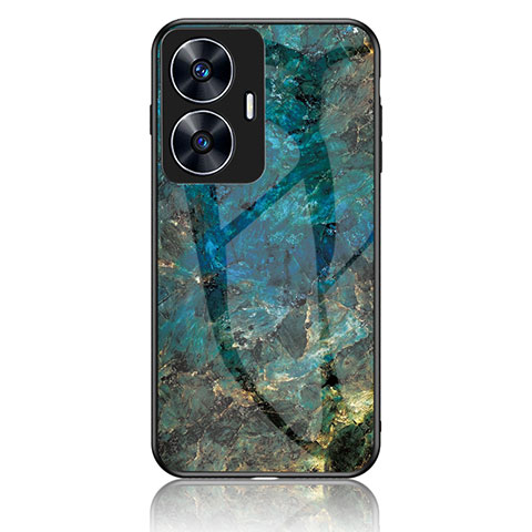 Coque Contour Silicone et Vitre Motif Fantaisie Miroir Etui Housse pour Realme Narzo N55 Bleu