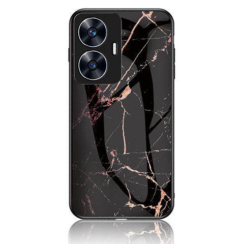 Coque Contour Silicone et Vitre Motif Fantaisie Miroir Etui Housse pour Realme Narzo N55 Or et Noir