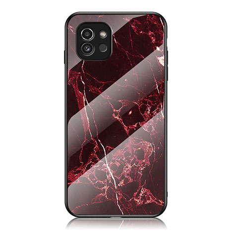 Coque Contour Silicone et Vitre Motif Fantaisie Miroir Etui Housse pour Samsung Galaxy A03 Rouge