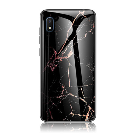 Coque Contour Silicone et Vitre Motif Fantaisie Miroir Etui Housse pour Samsung Galaxy A10e Or et Noir