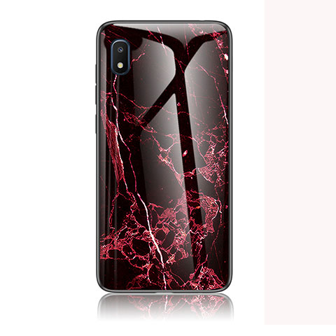 Coque Contour Silicone et Vitre Motif Fantaisie Miroir Etui Housse pour Samsung Galaxy A10e Rouge