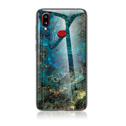 Coque Contour Silicone et Vitre Motif Fantaisie Miroir Etui Housse pour Samsung Galaxy A10s Bleu