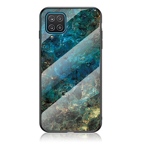 Coque Contour Silicone et Vitre Motif Fantaisie Miroir Etui Housse pour Samsung Galaxy A12 Nacho Bleu