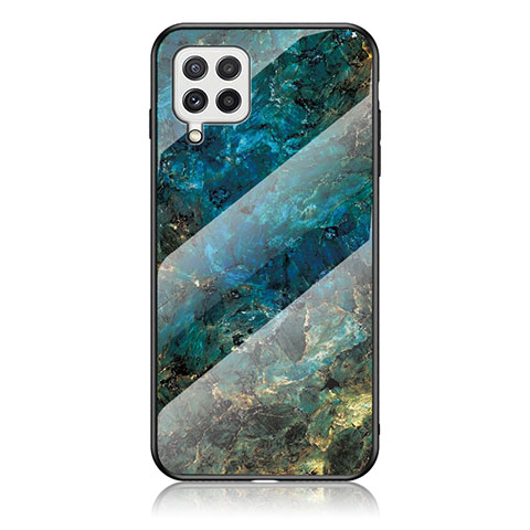 Coque Contour Silicone et Vitre Motif Fantaisie Miroir Etui Housse pour Samsung Galaxy A22 4G Bleu