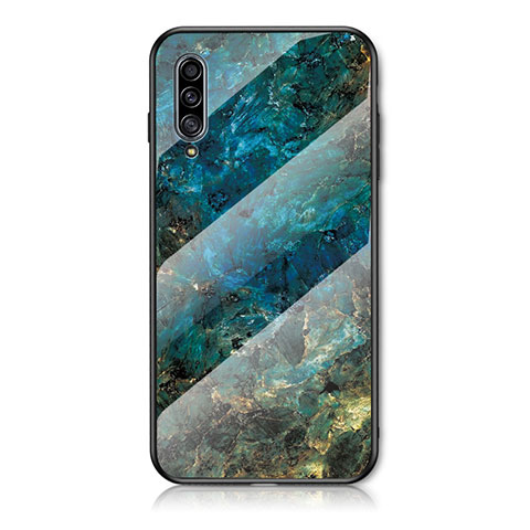 Coque Contour Silicone et Vitre Motif Fantaisie Miroir Etui Housse pour Samsung Galaxy A30S Bleu