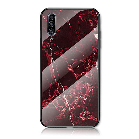 Coque Contour Silicone et Vitre Motif Fantaisie Miroir Etui Housse pour Samsung Galaxy A30S Rouge