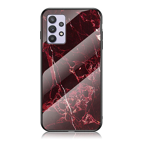 Coque Contour Silicone et Vitre Motif Fantaisie Miroir Etui Housse pour Samsung Galaxy A32 4G Rouge