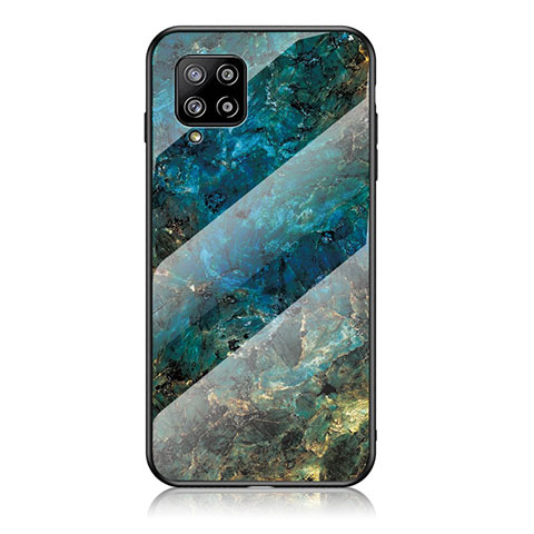 Coque Contour Silicone et Vitre Motif Fantaisie Miroir Etui Housse pour Samsung Galaxy A42 5G Bleu