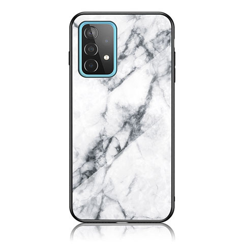 Coque Contour Silicone et Vitre Motif Fantaisie Miroir Etui Housse pour Samsung Galaxy A52 5G Blanc