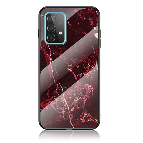 Coque Contour Silicone et Vitre Motif Fantaisie Miroir Etui Housse pour Samsung Galaxy A52 5G Rouge