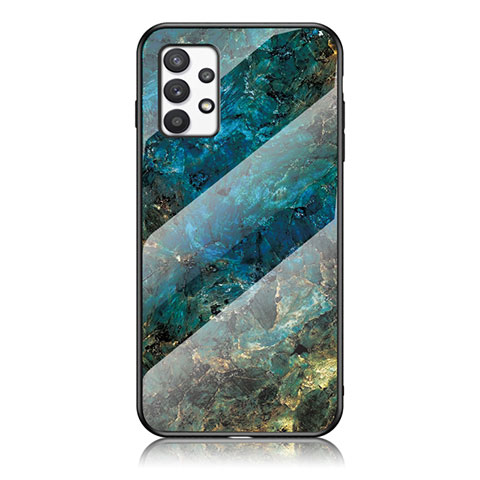 Coque Contour Silicone et Vitre Motif Fantaisie Miroir Etui Housse pour Samsung Galaxy A53 5G Bleu