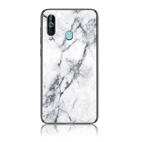 Coque Contour Silicone et Vitre Motif Fantaisie Miroir Etui Housse pour Samsung Galaxy A60 Blanc