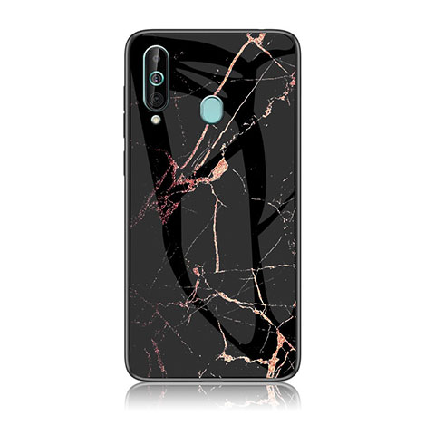 Coque Contour Silicone et Vitre Motif Fantaisie Miroir Etui Housse pour Samsung Galaxy A60 Or et Noir