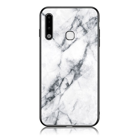 Coque Contour Silicone et Vitre Motif Fantaisie Miroir Etui Housse pour Samsung Galaxy A70E Blanc