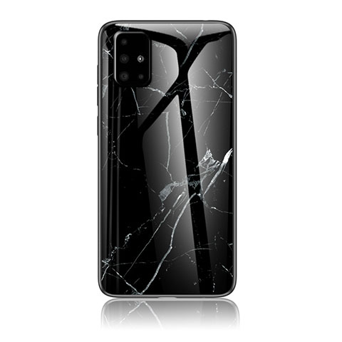 Coque Contour Silicone et Vitre Motif Fantaisie Miroir Etui Housse pour Samsung Galaxy A71 5G Noir