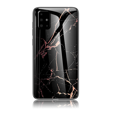 Coque Contour Silicone et Vitre Motif Fantaisie Miroir Etui Housse pour Samsung Galaxy A71 5G Or et Noir