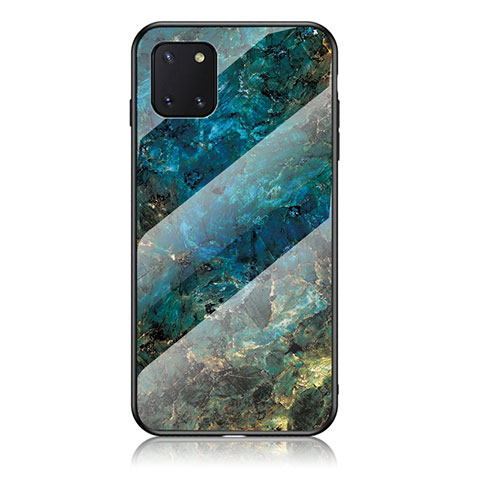 Coque Contour Silicone et Vitre Motif Fantaisie Miroir Etui Housse pour Samsung Galaxy A81 Bleu