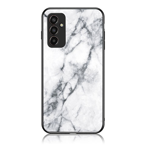 Coque Contour Silicone et Vitre Motif Fantaisie Miroir Etui Housse pour Samsung Galaxy F13 4G Blanc