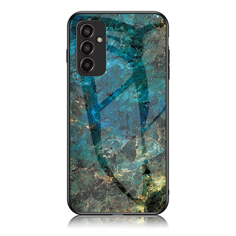 Coque Contour Silicone et Vitre Motif Fantaisie Miroir Etui Housse pour Samsung Galaxy F13 4G Bleu