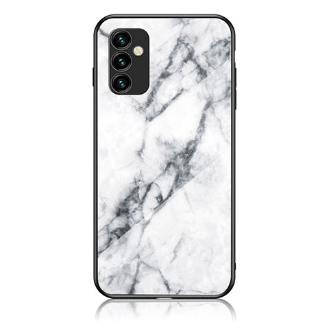 Coque Contour Silicone et Vitre Motif Fantaisie Miroir Etui Housse pour Samsung Galaxy F23 5G Blanc