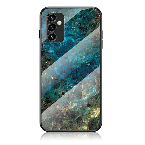 Coque Contour Silicone et Vitre Motif Fantaisie Miroir Etui Housse pour Samsung Galaxy F23 5G Bleu