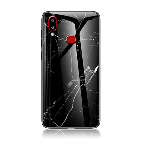 Coque Contour Silicone et Vitre Motif Fantaisie Miroir Etui Housse pour Samsung Galaxy M01s Noir