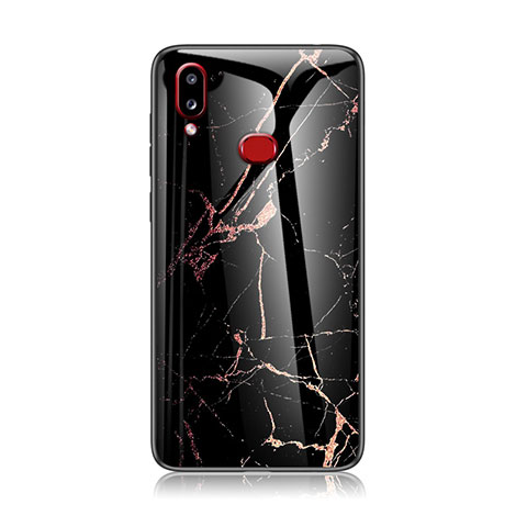 Coque Contour Silicone et Vitre Motif Fantaisie Miroir Etui Housse pour Samsung Galaxy M01s Or et Noir