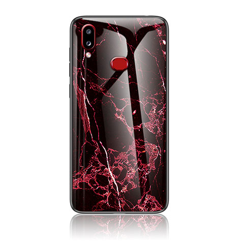 Coque Contour Silicone et Vitre Motif Fantaisie Miroir Etui Housse pour Samsung Galaxy M01s Rouge