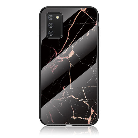 Coque Contour Silicone et Vitre Motif Fantaisie Miroir Etui Housse pour Samsung Galaxy M02s Or et Noir