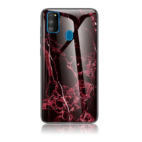 Coque Contour Silicone et Vitre Motif Fantaisie Miroir Etui Housse pour Samsung Galaxy M21 Rouge