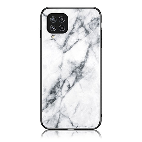 Coque Contour Silicone et Vitre Motif Fantaisie Miroir Etui Housse pour Samsung Galaxy M32 4G Blanc