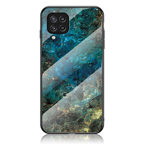 Coque Contour Silicone et Vitre Motif Fantaisie Miroir Etui Housse pour Samsung Galaxy M32 4G Bleu