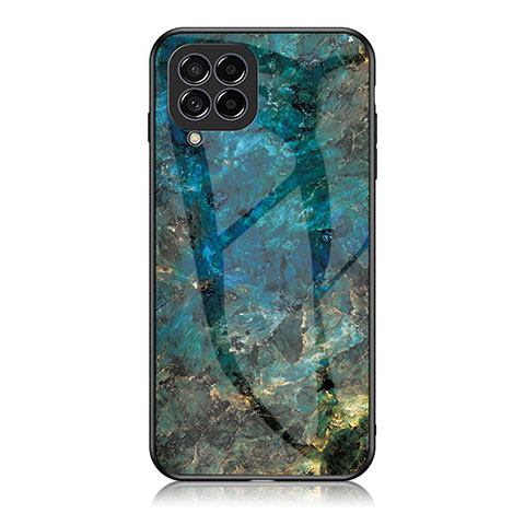 Coque Contour Silicone et Vitre Motif Fantaisie Miroir Etui Housse pour Samsung Galaxy M33 5G Bleu