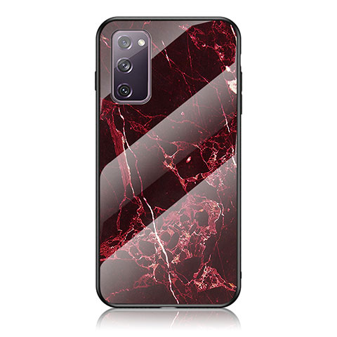 Coque Contour Silicone et Vitre Motif Fantaisie Miroir Etui Housse pour Samsung Galaxy S20 FE 4G Rouge
