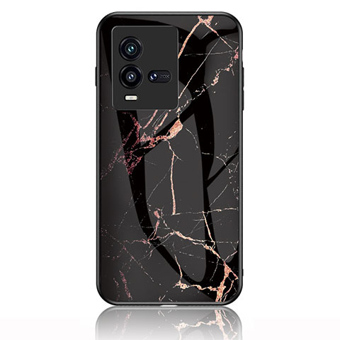 Coque Contour Silicone et Vitre Motif Fantaisie Miroir Etui Housse pour Vivo iQOO 9T 5G Or et Noir