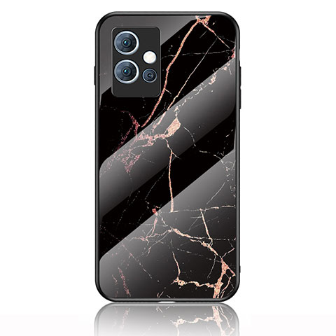 Coque Contour Silicone et Vitre Motif Fantaisie Miroir Etui Housse pour Vivo iQOO Z6 5G Or et Noir