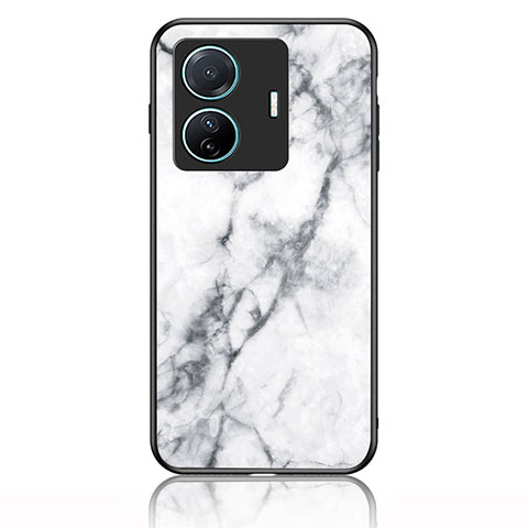 Coque Contour Silicone et Vitre Motif Fantaisie Miroir Etui Housse pour Vivo iQOO Z6 Pro 5G Blanc