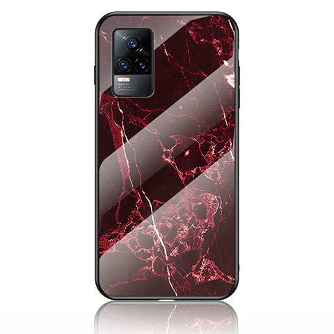 Coque Contour Silicone et Vitre Motif Fantaisie Miroir Etui Housse pour Vivo V21e 4G Rouge