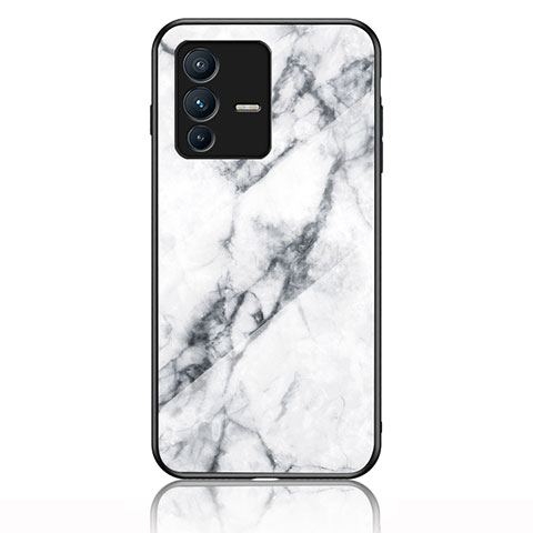 Coque Contour Silicone et Vitre Motif Fantaisie Miroir Etui Housse pour Vivo V23 Pro 5G Blanc