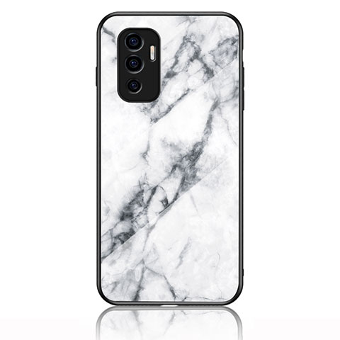 Coque Contour Silicone et Vitre Motif Fantaisie Miroir Etui Housse pour Vivo V23e 5G Blanc