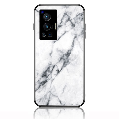 Coque Contour Silicone et Vitre Motif Fantaisie Miroir Etui Housse pour Vivo X70 Pro 5G Blanc