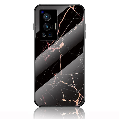 Coque Contour Silicone et Vitre Motif Fantaisie Miroir Etui Housse pour Vivo X70 Pro 5G Or et Noir