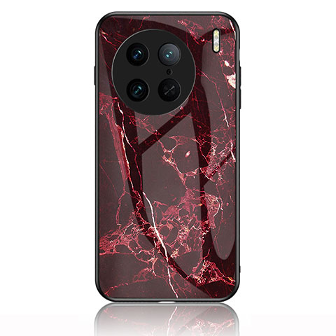 Coque Contour Silicone et Vitre Motif Fantaisie Miroir Etui Housse pour Vivo X90 5G Rouge