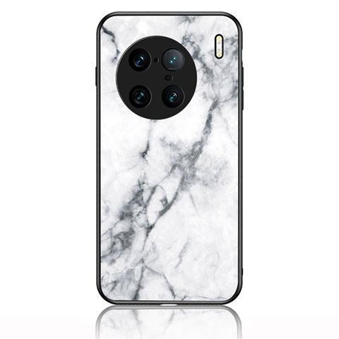 Coque Contour Silicone et Vitre Motif Fantaisie Miroir Etui Housse pour Vivo X90 Pro+ Plus 5G Blanc