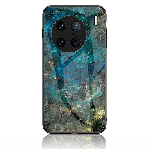 Coque Contour Silicone et Vitre Motif Fantaisie Miroir Etui Housse pour Vivo X90 Pro+ Plus 5G Bleu