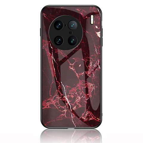 Coque Contour Silicone et Vitre Motif Fantaisie Miroir Etui Housse pour Vivo X90 Pro+ Plus 5G Rouge