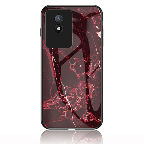 Coque Contour Silicone et Vitre Motif Fantaisie Miroir Etui Housse pour Vivo Y02 Rouge