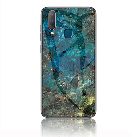 Coque Contour Silicone et Vitre Motif Fantaisie Miroir Etui Housse pour Vivo Y12 Bleu